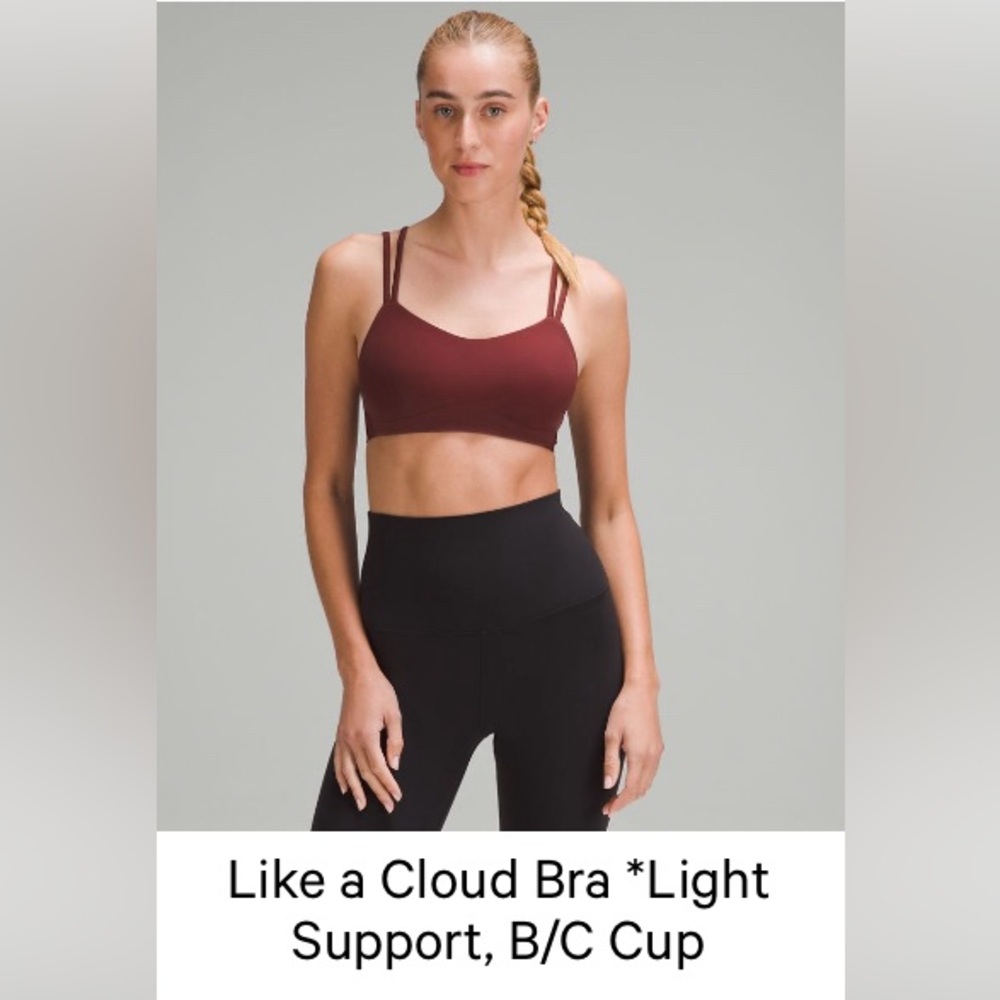 Lululemon Like a Cloud Bra *Light Support, B/ C Cup. Merlot Red. Size 10.